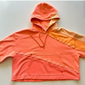 Free people cropped color block hoodie size small